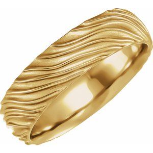 14K Yellow Gold 6 mm Textured Band Size 10