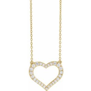 14K Yellow Gold 3/8 CTW Lab-Grown Diamond Heart 16-18" Necklace