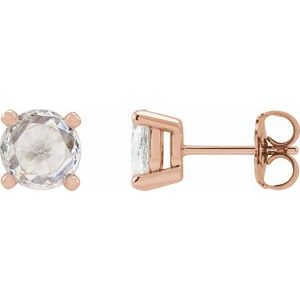 14K Rose Gold 1/4 CTW Rose-Cut Natural Diamond Stud Earrings