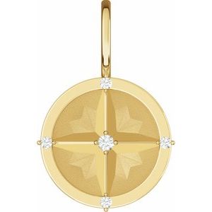 14K Yellow Gold .03 CTW Natural Diamond Compass Charm/Pendant