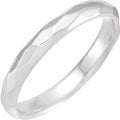 14K White Gold 3 mm Geometric Faceted Comfort-Fit Flat Band Size 7.5