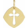 14K Yellow Gold 12.75x9.99 mm Pierced Cross Pendant