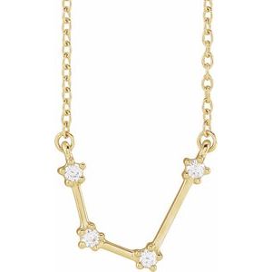 14K Yellow Gold 1/10 CTW Natural Diamond Aquarius 16-18" Necklace