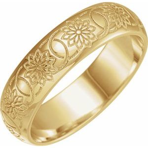 14K Yellow Gold 5 mm Floral Band Size 7
