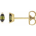 14K Yellow Gold Natural Green Tourmaline Earrings