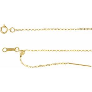 14K Yellow Gold 1 mm Adjustable Threader Rolo 16-22" Chain