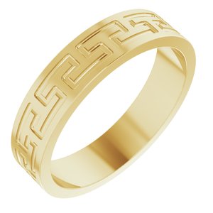 14K Yellow Gold 5 mm Greek Key Flat Band Size 12