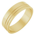 14K Yellow Gold 6 mm Grooved Flat Band Size 10