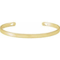 14K Yellow Gold Vermeil Engravable Pierced Diamond Cuff 7" Bracelet