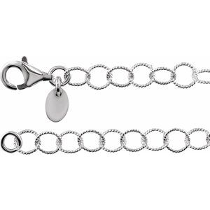 Sterling Silver 4.6 mm Knurled Rolo 24" Chain