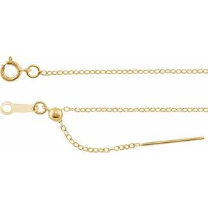 14K Yellow Gold 1.1 mm Adjustable Threader Cable 16-18" Chain