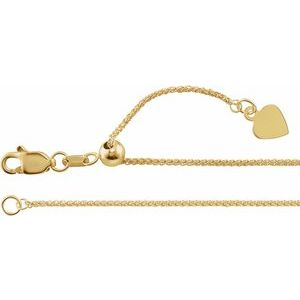 14K Yellow Gold 1 mm Adjustable Wheat 16-22" Chain