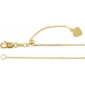 14K Yellow Gold 1 mm Adjustable Cable 16-22" Chain