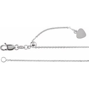 14K White Gold 1 mm Adjustable Cable 16-22" Chain