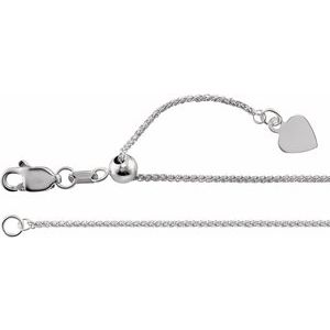 14K White Gold 1 mm Adjustable Wheat 16-22" Chain