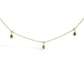 10K Yellow Gold Dangling 5x3 mm Green Emerald and Diamond Station Necklace - 18" Inches