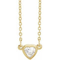 14K Yellow Gold 1/4 CT Natural Diamond Heart 16-18" Necklace