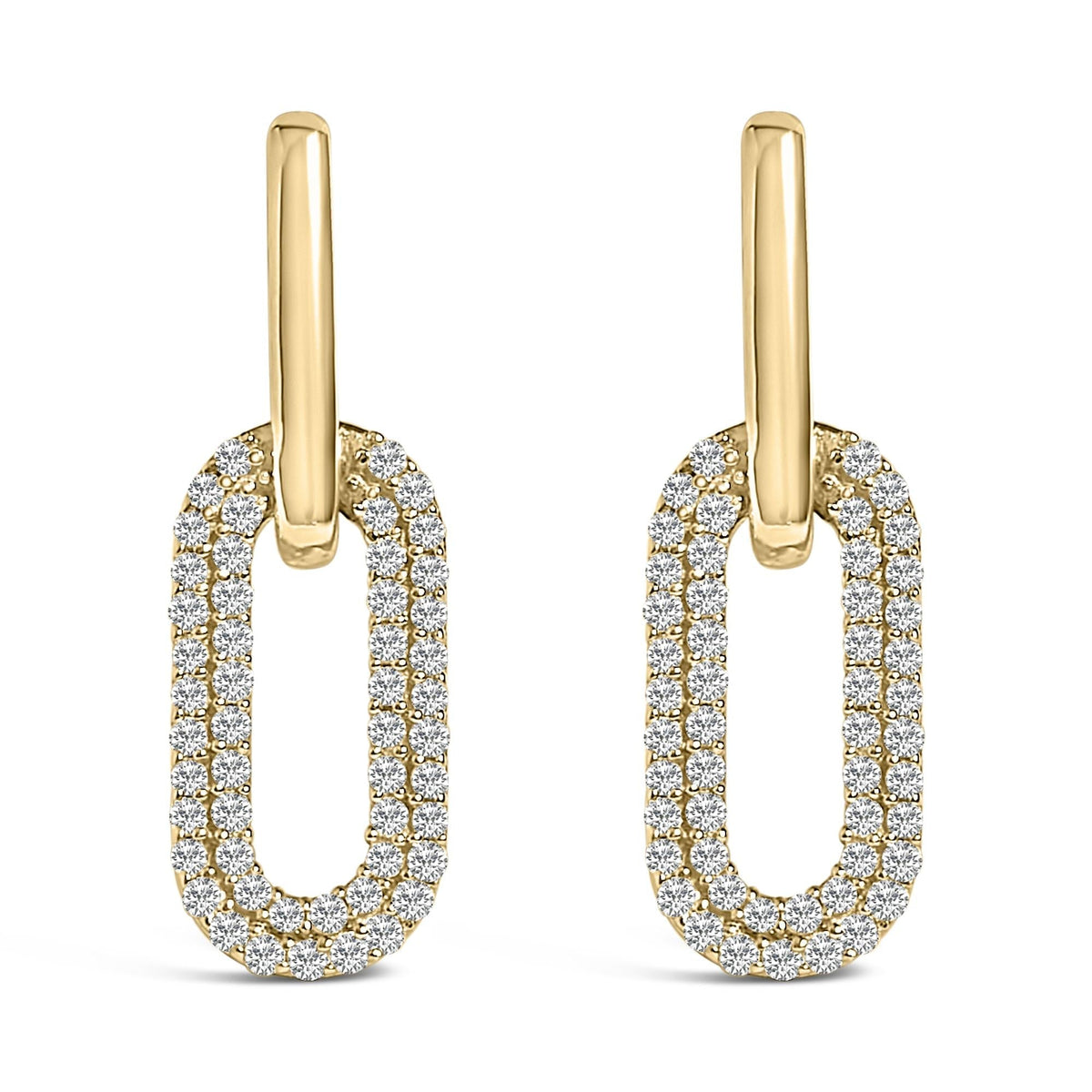 10K Gold 1/2 Cttw Lab Grown Diamond Dangling Paperclip Drop Earrings