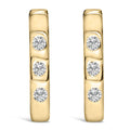 10K Gold 1/10 Cttw Three Stone Lab Grown Diamond Oval Huggies Hoop Earrings