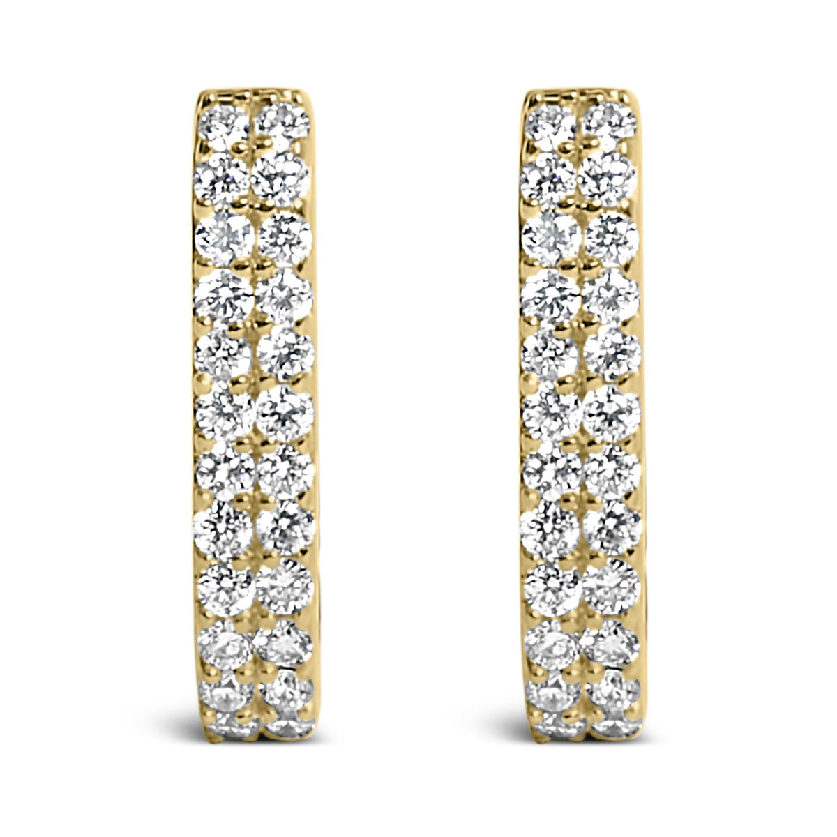 10K Gold 1/4 Cttw Lab Grown Diamond Double Row Huggie Hoop Earrings