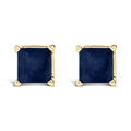 14K Gold 5x5MM Princess Cut Gemstone Solitaire Stud Earrings