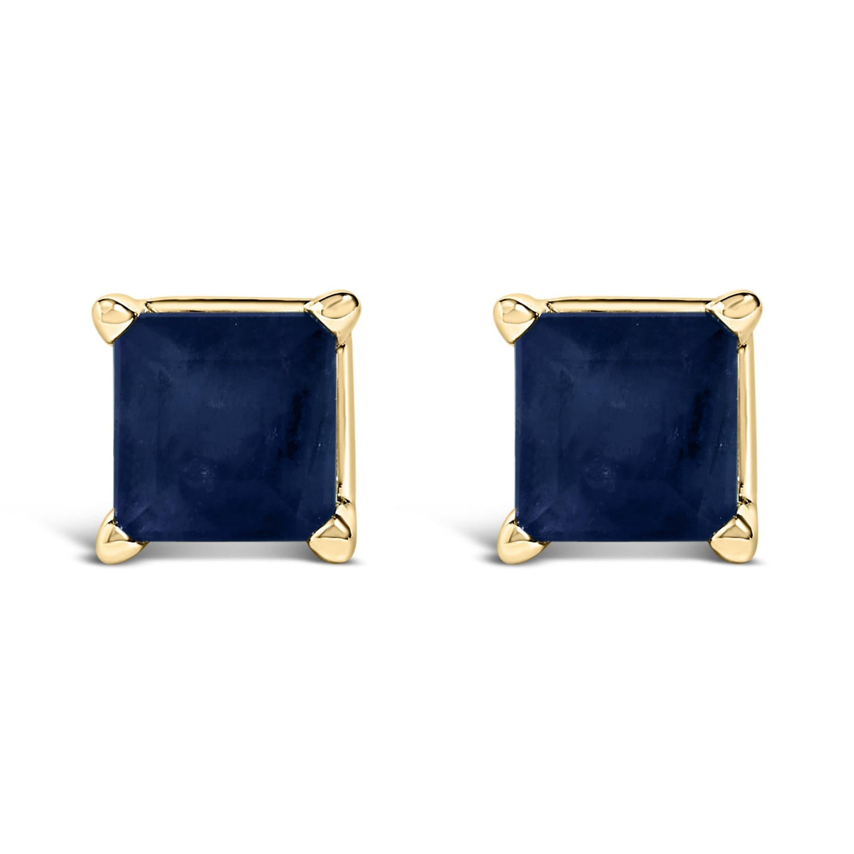 14K Gold 5x5MM Princess Cut Gemstone Solitaire Stud Earrings