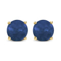 14K Gold 5X5MM Round Gemstone Solitaire Stud Earrings