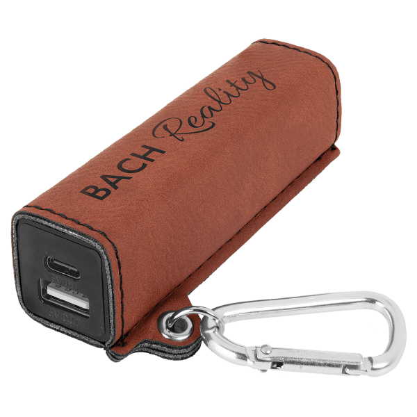 Leatherette 2200 mAh Power Bank with USB-C Cord