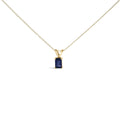 14K Gold 6x4MM Emerald Cut Gemstone Solitaire Pendant Necklace