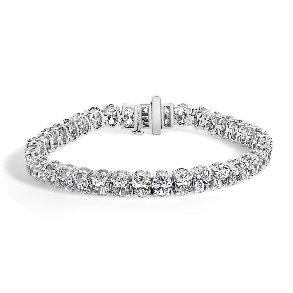 IGI Certified 14K Gold 18 1/2 Cttw Oval Cut Lab Grown Diamond Tennis Bracelet