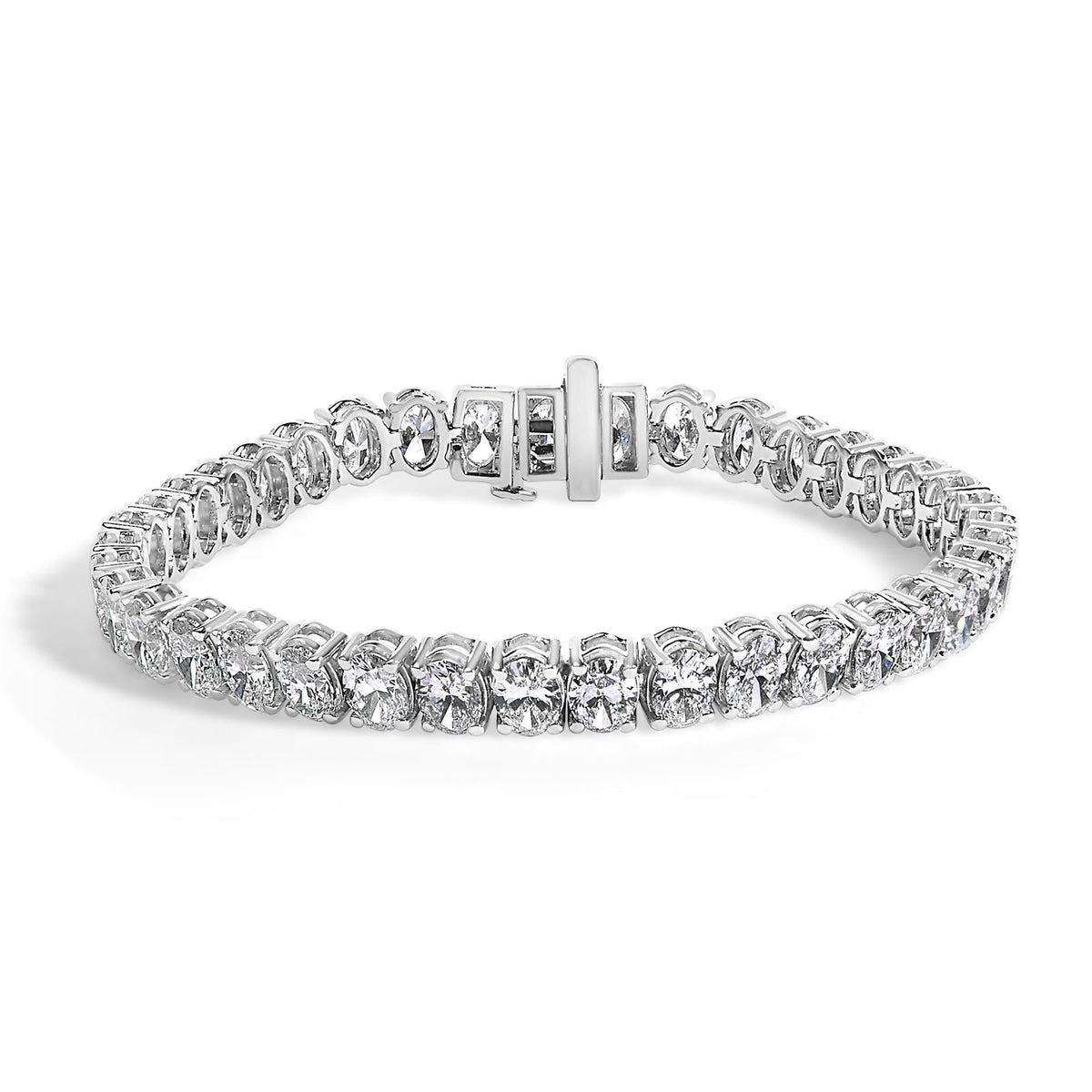 IGI Certified 14K Gold 18 1/2 Cttw Oval Cut Lab Grown Diamond Tennis Bracelet