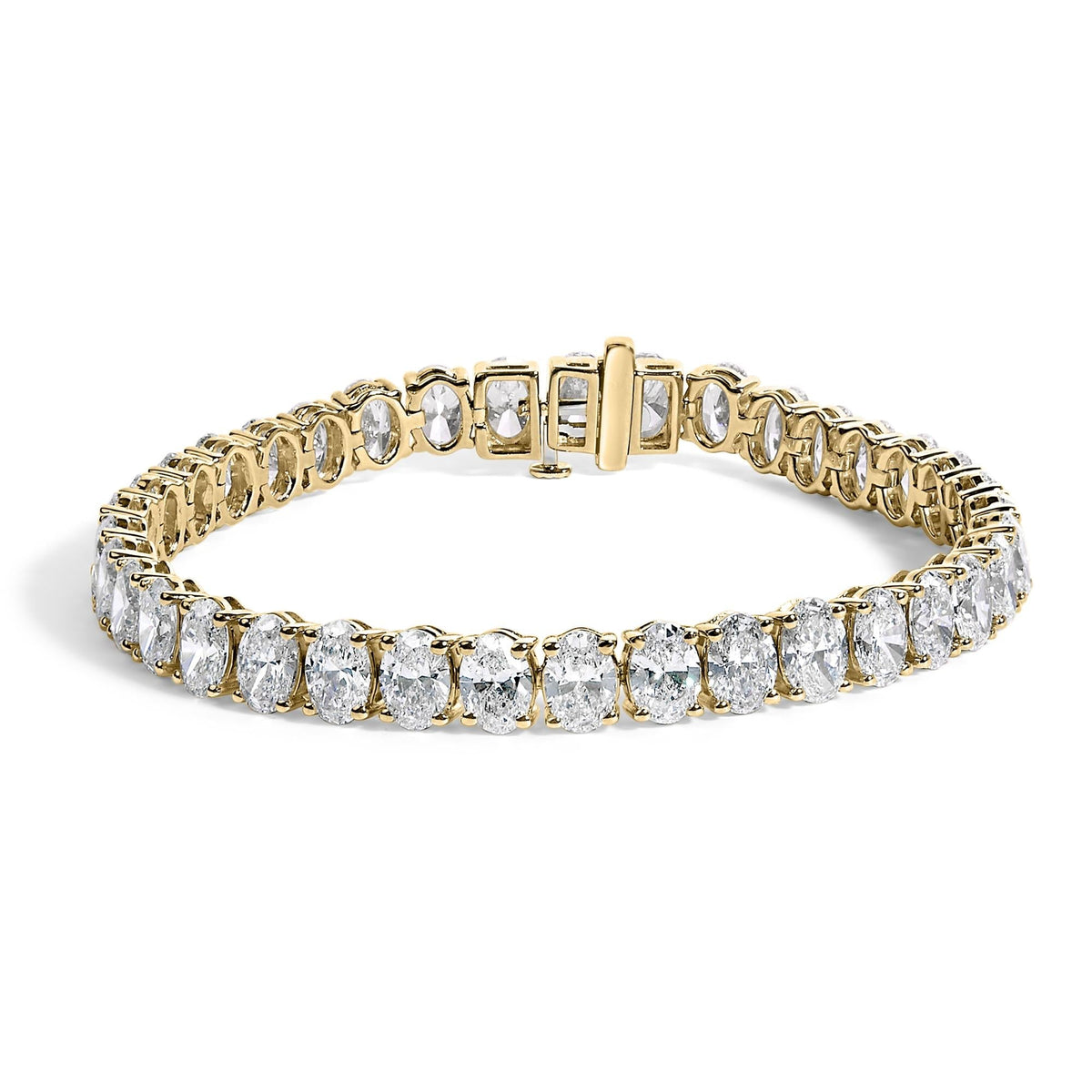 IGI Certified 14K Gold 18 1/2 Cttw Oval Cut Lab Grown Diamond Tennis Bracelet