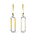 14K Yellow Gold 1/5 Cttw Diamond Paper Clip Dangle Earrings