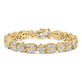 14K Yellow Gold 8 1/5 Cttw Baguette and Princess-Cut Diamond Geometric Twist Link Bracelet (G-H Color, VS1-VS2 Clarity)