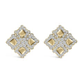 18K Yellow Gold Diamond 5 1/5 Cttw Geometric Cluster Stud Earrings