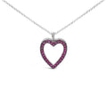 18K 1/3 Cttw Diamond and Red Ruby Open Heart with Black Rhodium 18" Pendant Necklace (G-H Color, VS2-SI1 Clarity)