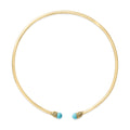 18K Yellow Gold Sculpted Collar Necklace with Turquoise Cabochon Ends