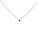925 Sterling Silver Lab-Created Blue Sapphire Bead Necklace 18 Inch