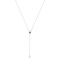 Sterling Silver Created Blue Sapphire and Diamond Accent Y Necklace