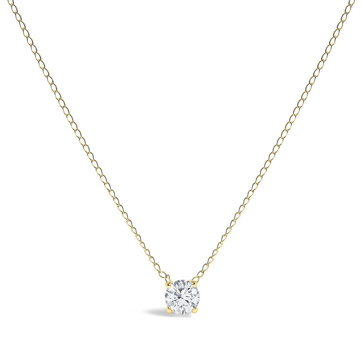 14K Gold Floating 1/2 Cttw Lab Grown Diamond Solitaire Pendant Necklace - 18" Inches