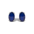 Sterling Silver 6x4mm Natural Oval Gemstone Solitaire Stud Earrings