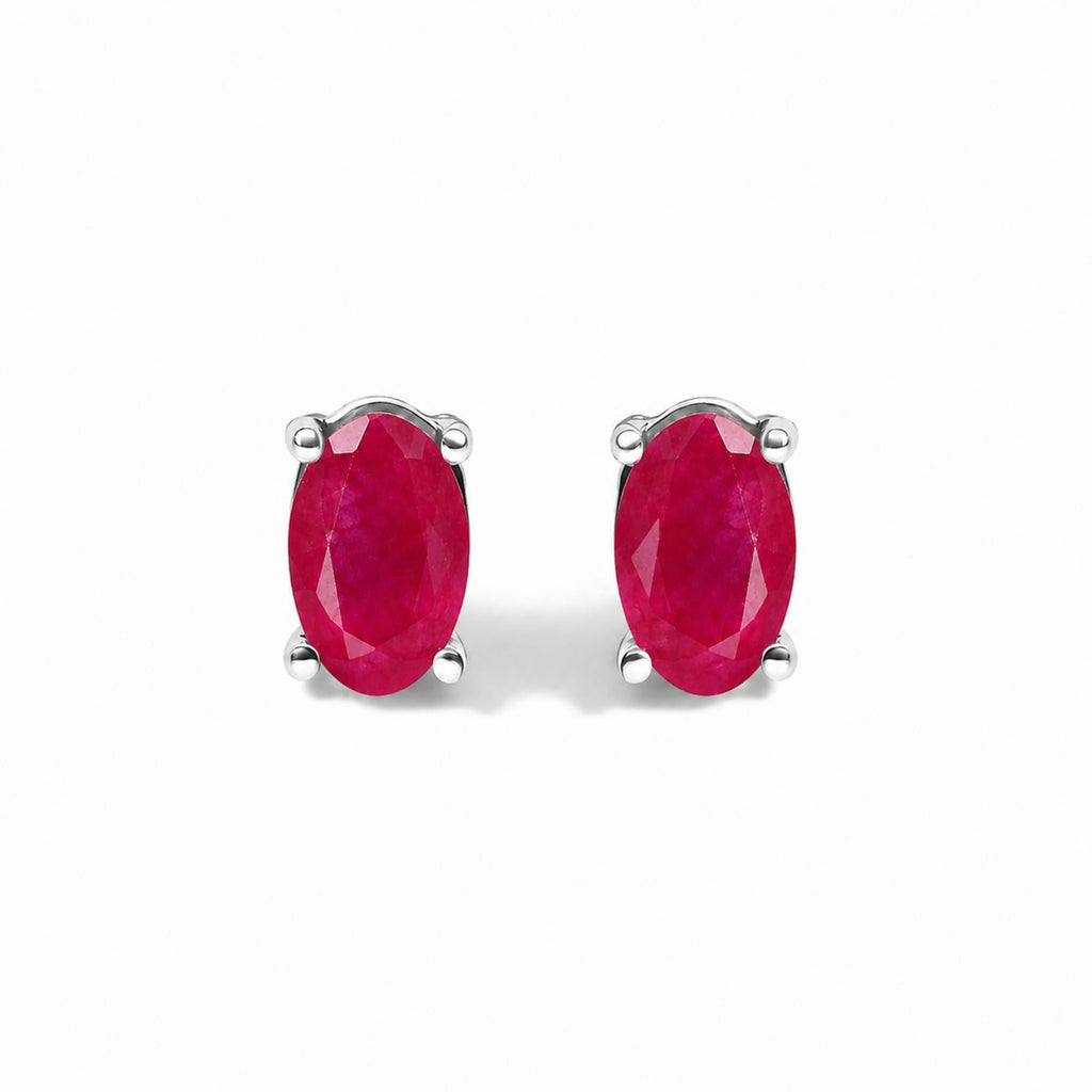 Sterling Silver 5x3mm Natural Oval Gemstone Solitaire Stud Earrings
