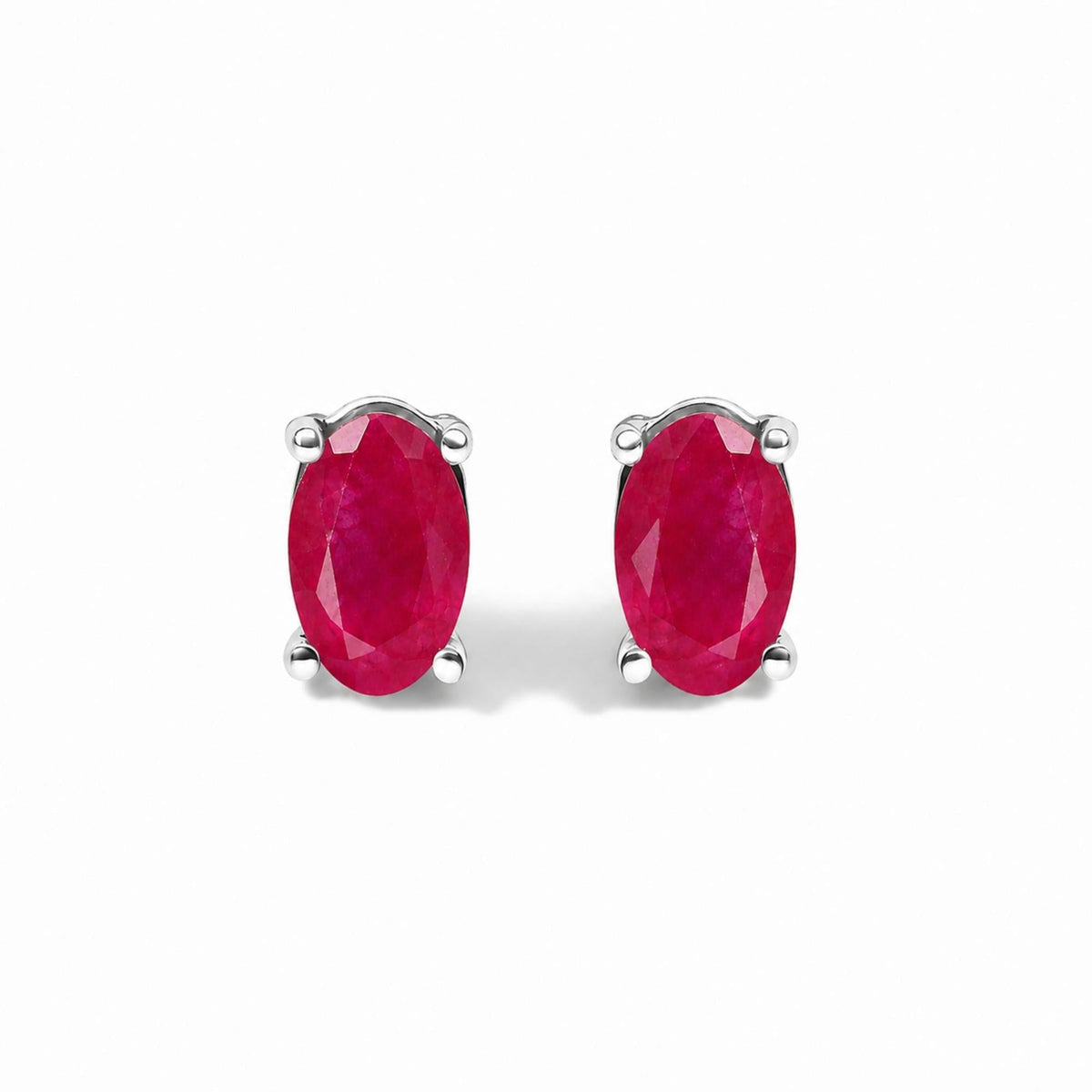 Sterling Silver 5x3mm Natural Oval Gemstone Solitaire Stud Earrings
