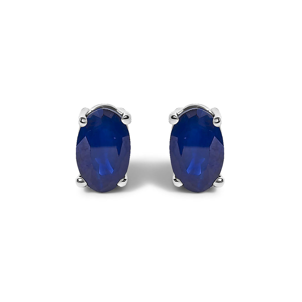 Sterling Silver 5x3mm Natural Oval Gemstone Solitaire Stud Earrings