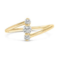 10K Gold 1/4 Cttw Lab Grown Diamond Vertical Three Stone Ring