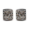 Black Rhodium Plated 18K White Gold 12 5/8 Cttw Multi Color Diamond Square Domed Huggie Hoop Earrings (Brown, Black, G-H