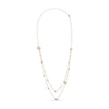 18K Rose Gold 1/2 Cttw Diamond and Freshwater Pearl Double Strand Station Necklace (G-H Color, SI1-SI2 Clarity) - Adjustable