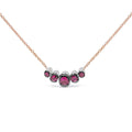 18K Rose Gold 3/4 Cttw Pave Diamonds and Graduated Red Ruby Gemstone Curved Bar Choker Necklace (G-H Color, SI1-SI2 Clarity)