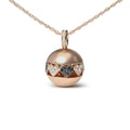 18K Rose Gold 3/8 Cttw Black and White Diamond Ball with Filigree Heart and Cluster Design 18" Pendant Necklace (Black and