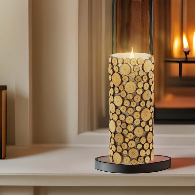 Solaré 3D Flameless Candle in Wood Finish, view 2